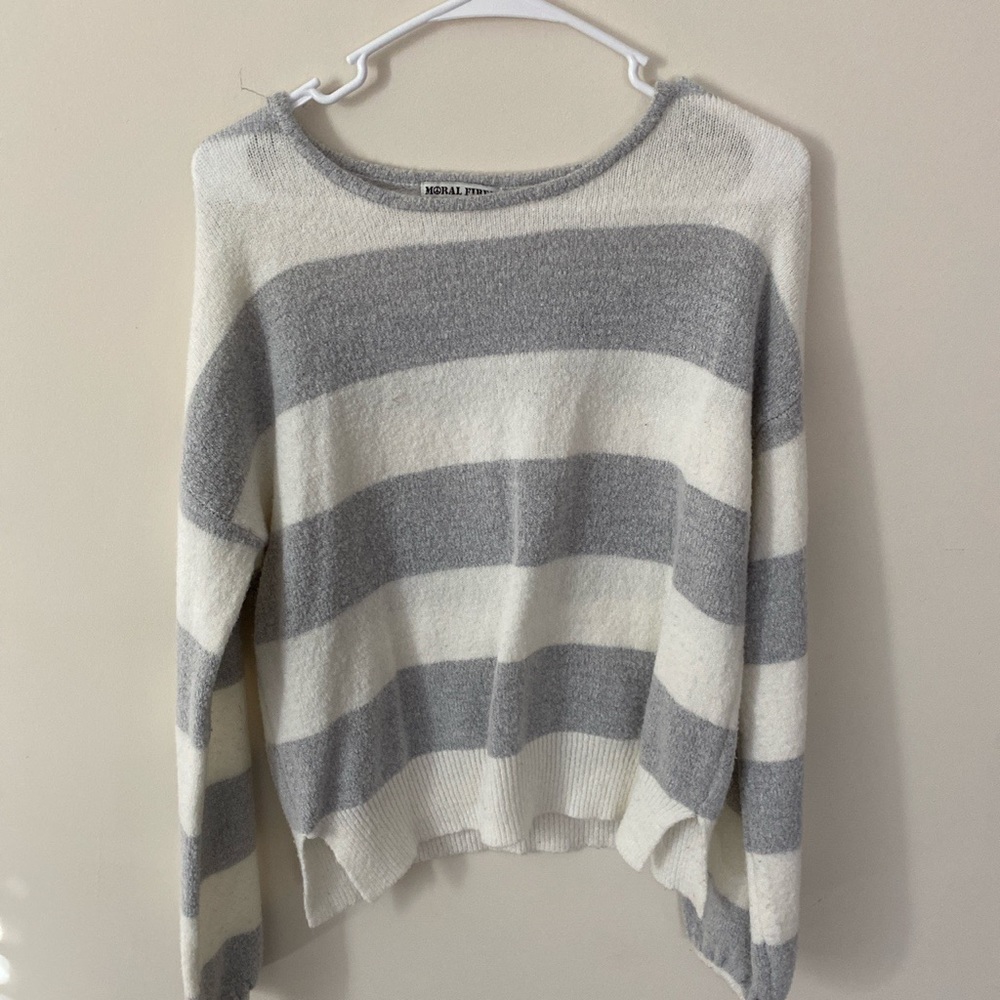 Grey and white sweater